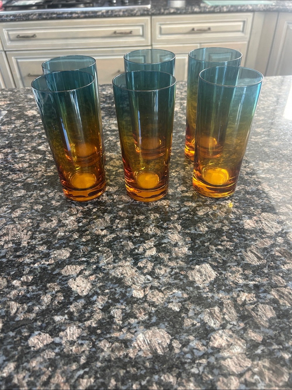 ASHLAND AMBER TO TRAL OMBRÉ HIGHBALL  GLASSES LOT OF 6 NWT